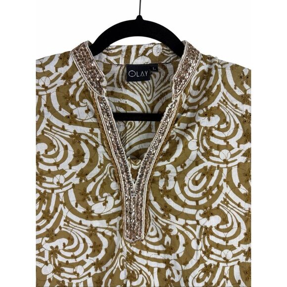 Indian brown and cream sequin tunic - size s - Picture 2 of 5
